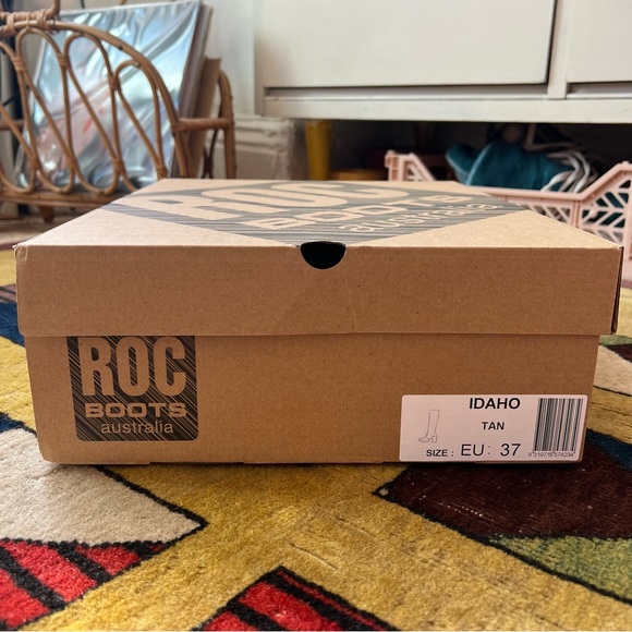 ROC Idaho Tan leather platform square toe knee high boots 37 - Picture 4 of 10